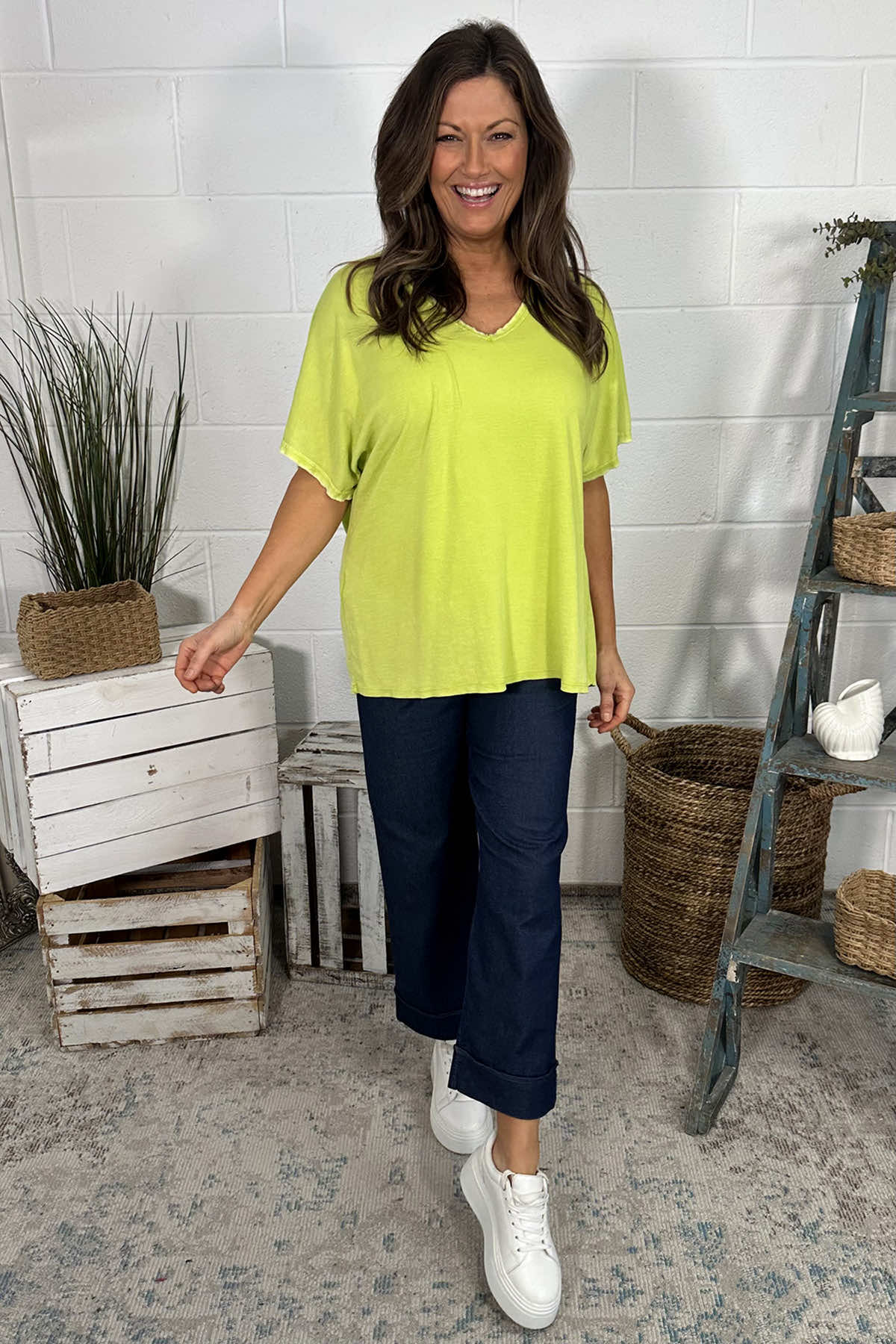 Burford V-Neck Top Lime