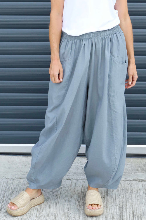 Evelyn Linen Trousers Mid Grey - Image 3
