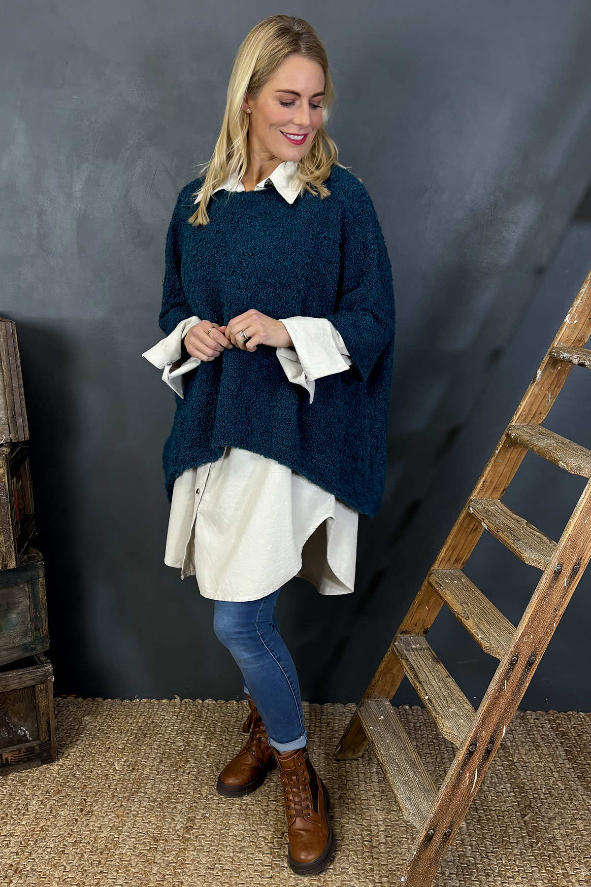 Grace Boucle Jumper Teal