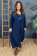 Maura Cotton Dress Navy Navy - Maura Cotton Dress Navy