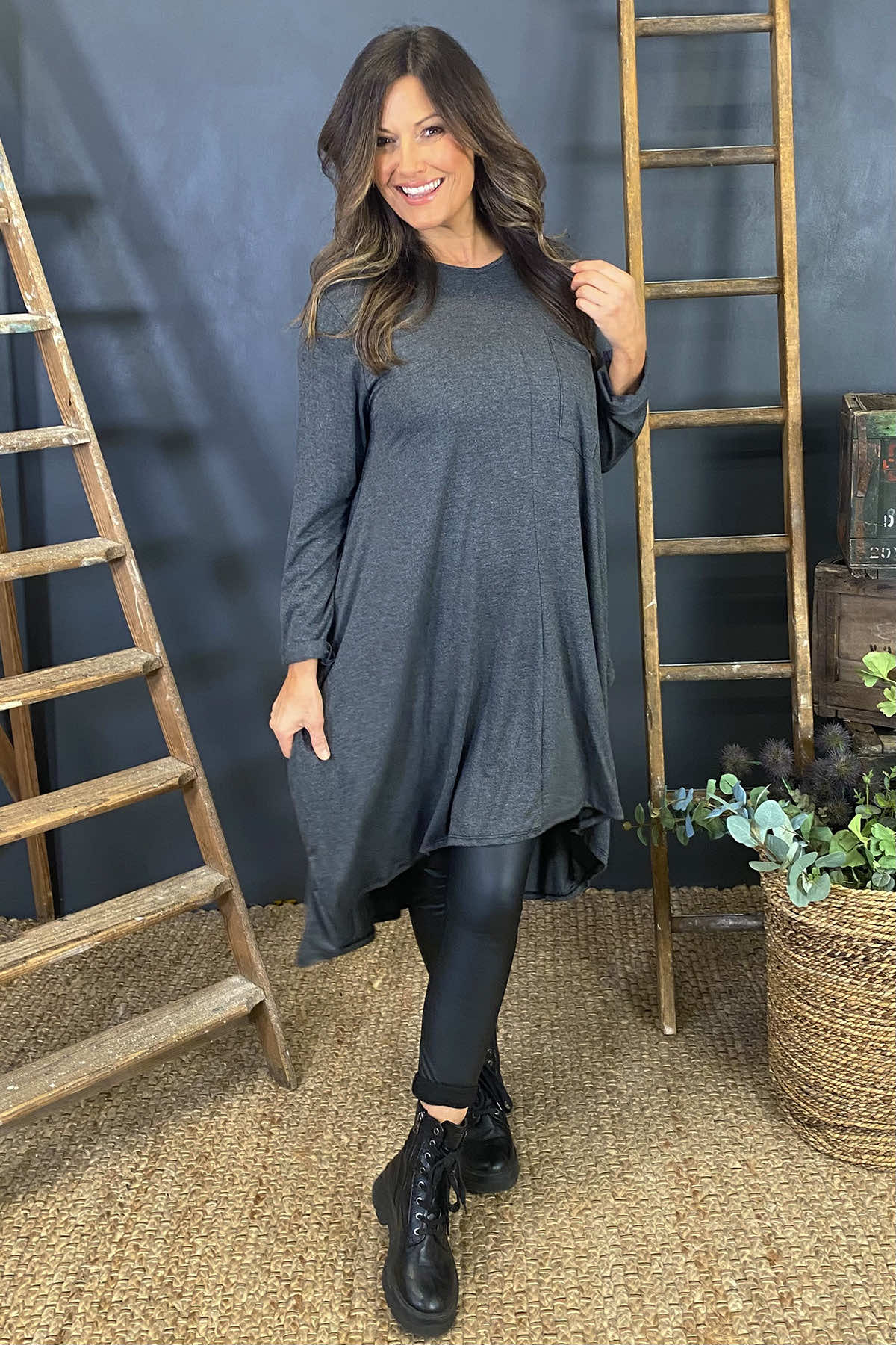 Beryl Pocket Tunic Charcoal