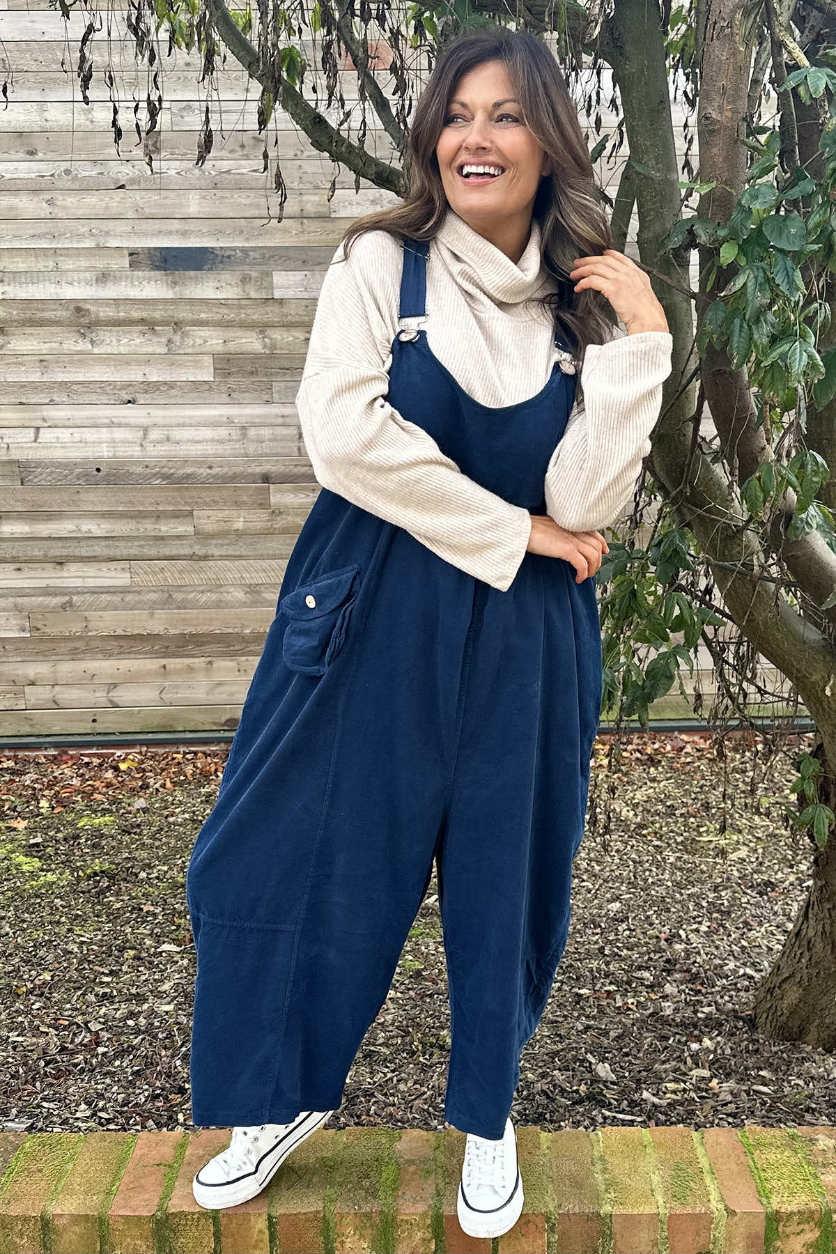 Elspeth Fine Cord Dungarees Navy