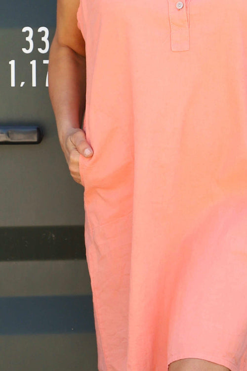 Ariyah Sleeveless Linen Tunic Orange - Image 3