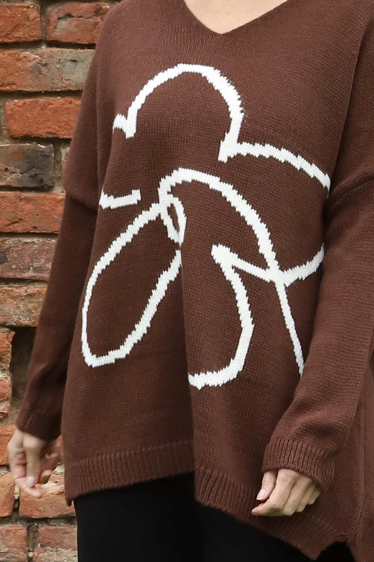 Roxanna Flower Knitted Jumper Cocoa