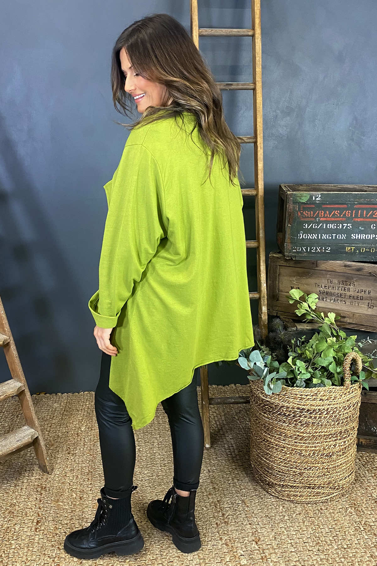 Bessie Pocket Detail Cotton Top Olive