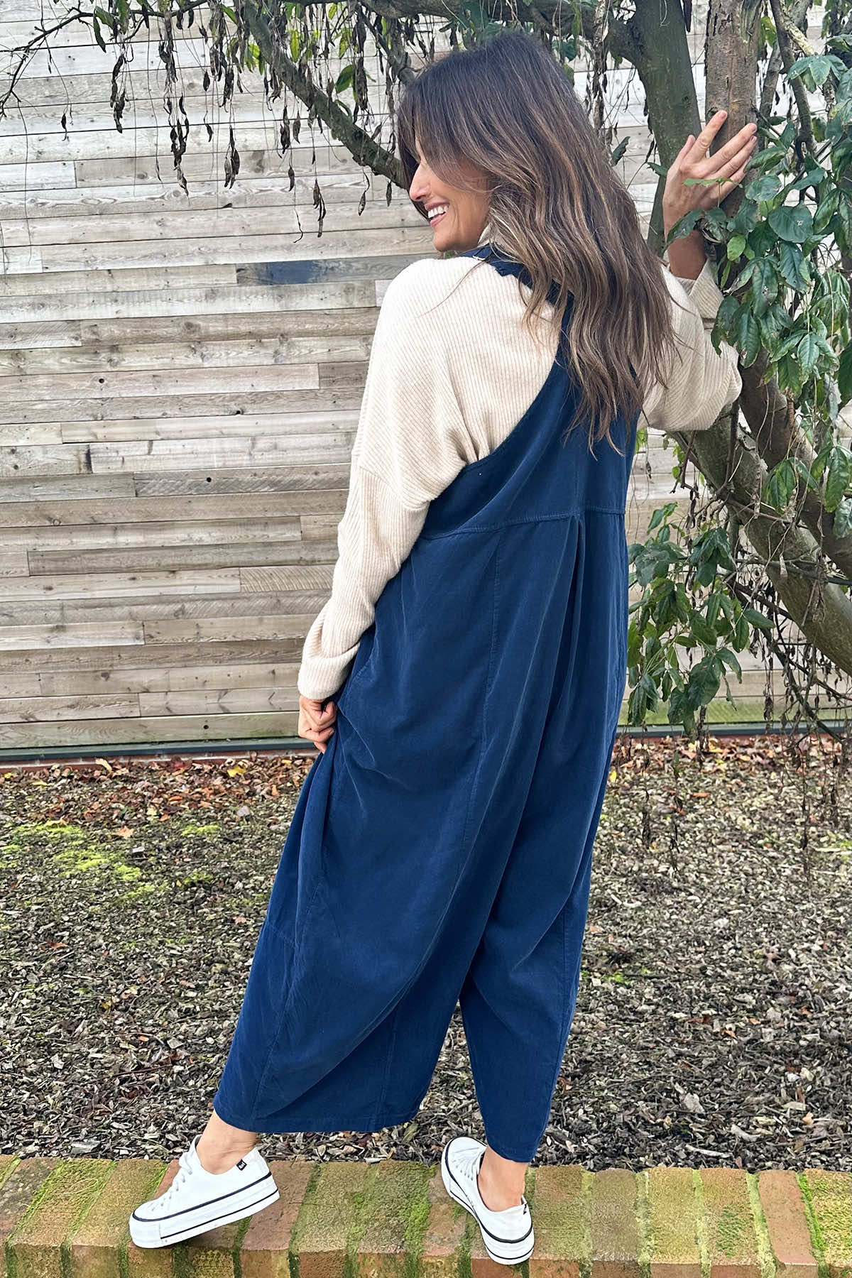 Elspeth Fine Cord Dungarees Navy