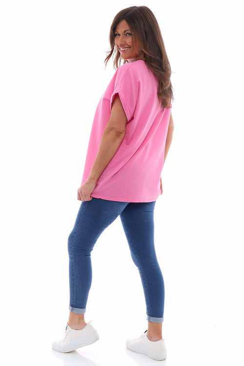 Rebecca Rolled Sleeve Top Fuchsia - Image 4