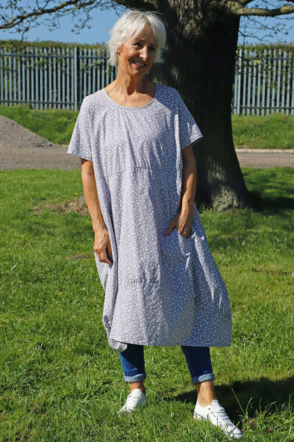 Rosalind Ditsy Cotton Dress Mocha