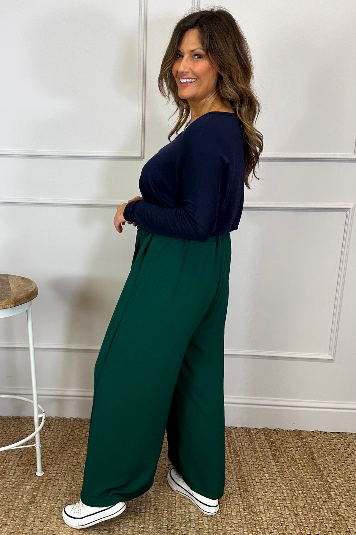 Hadley Wide Leg Trousers Bottle Green