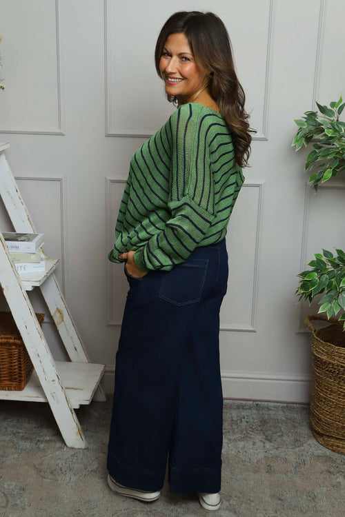 Bamburgh Stripe Knit Top Olive - Image 4