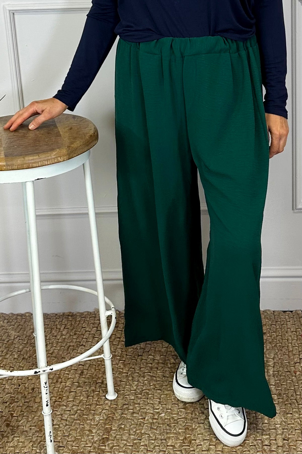 Hadley Wide Leg Trousers Bottle Green