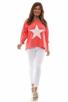Sports Sweat Star Top Coral Red