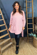 Bessie Pocket Detail Cotton Top Pink Pink - Bessie Pocket Detail Cotton Top Pink