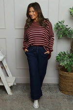 Bamburgh Stripe Knit Top Wine Wine - Bamburgh Stripe Knit Top Wine