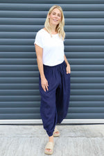 Evelyn Linen Trousers Navy Navy - Evelyn Linen Trousers Navy