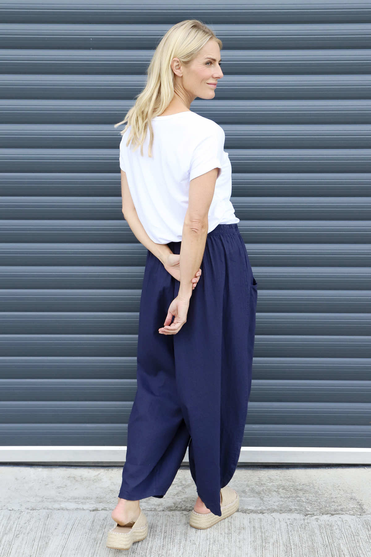Evelyn Linen Trousers Navy