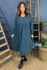 Indie V-Neck Cotton Dress Charcoal