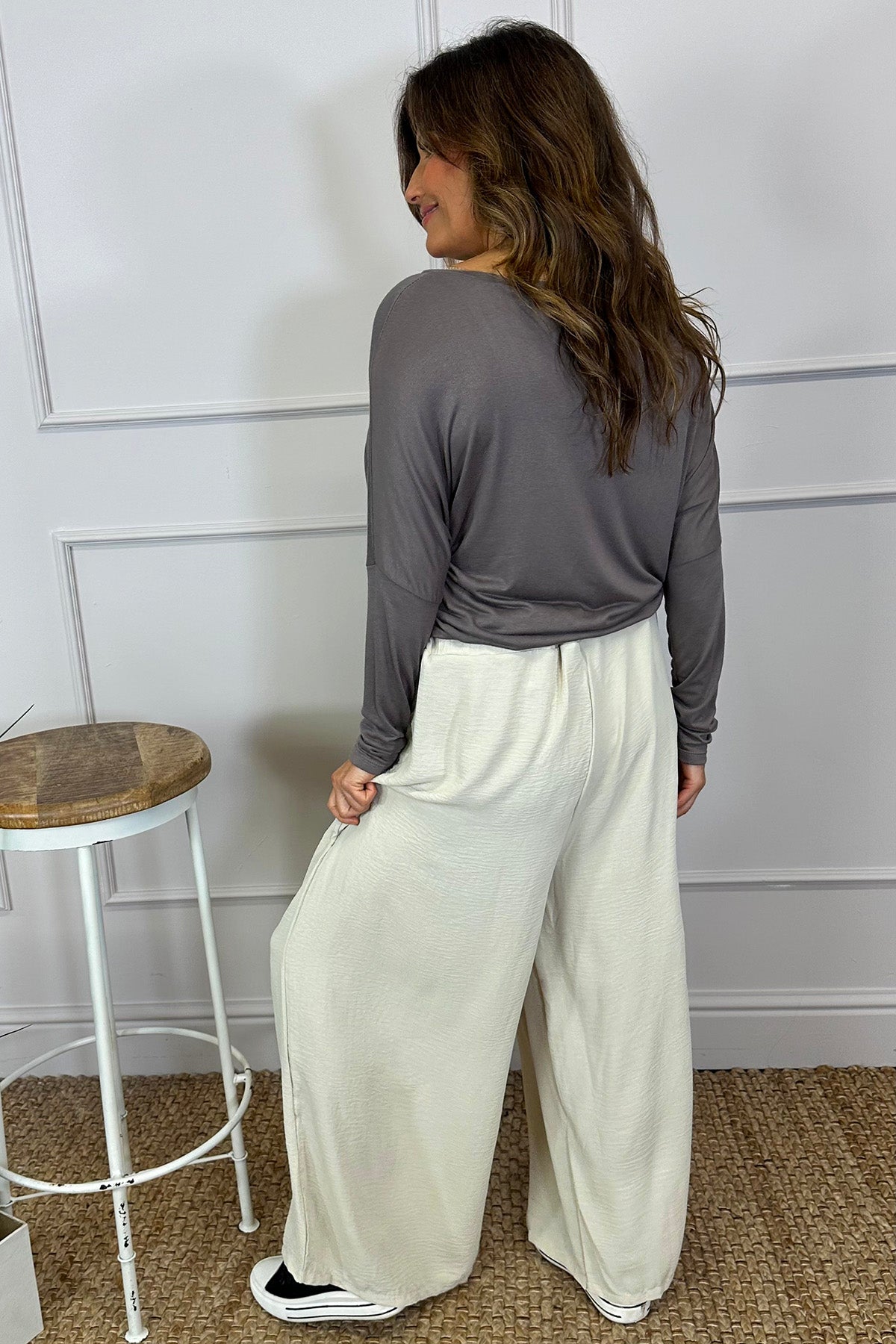 Hadley Wide Leg Trousers Stone