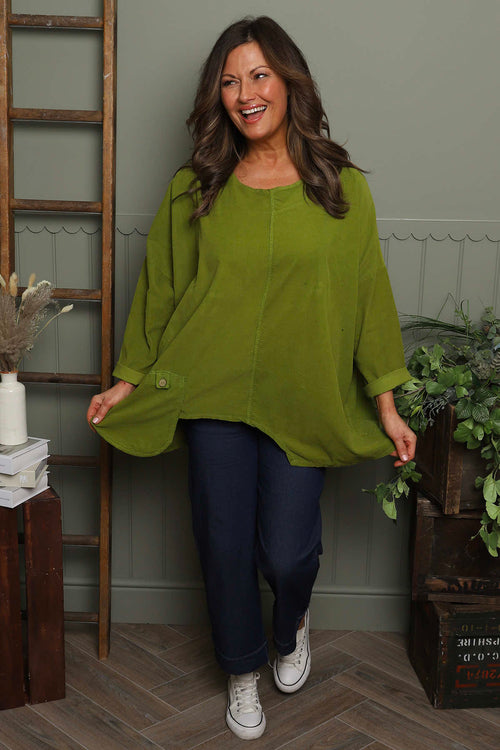 Daisy Needlecord Top Olive - Image 2