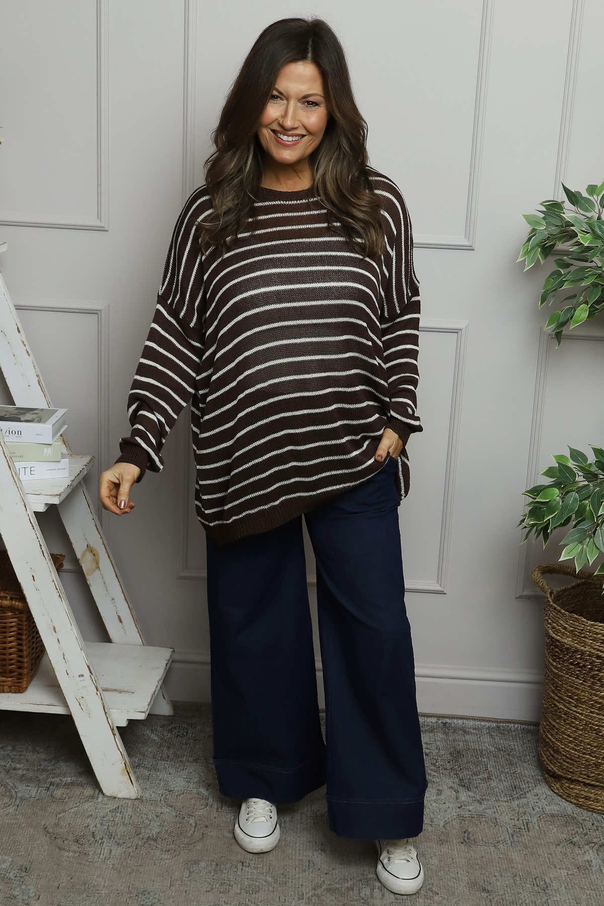 Bamburgh Stripe Knit Top Cocoa