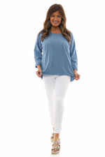 Sports Sweat Top Denim Blue Denim Blue - Sports Sweat Top Denim Blue