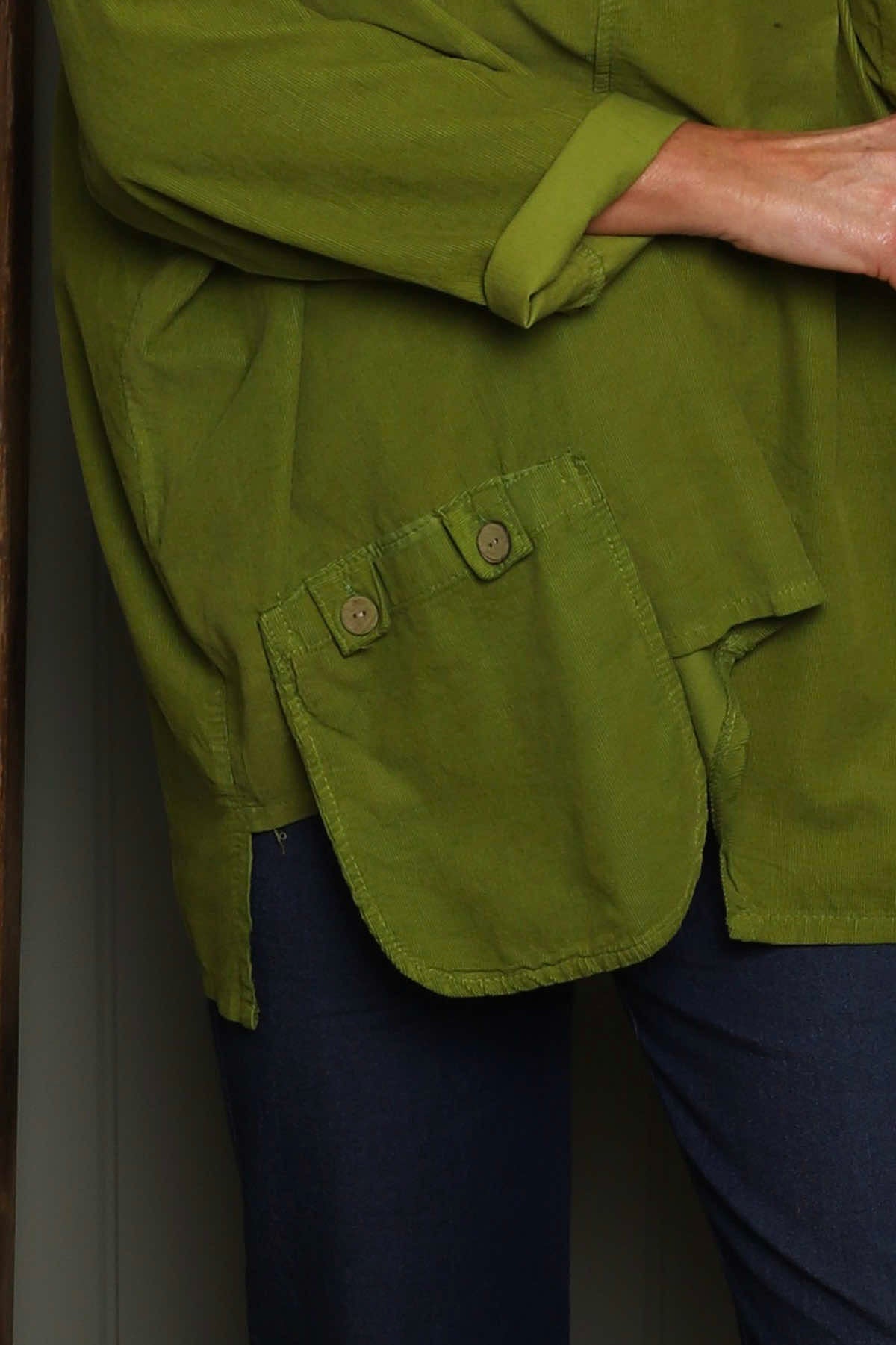 Daisy Needlecord Top Olive
