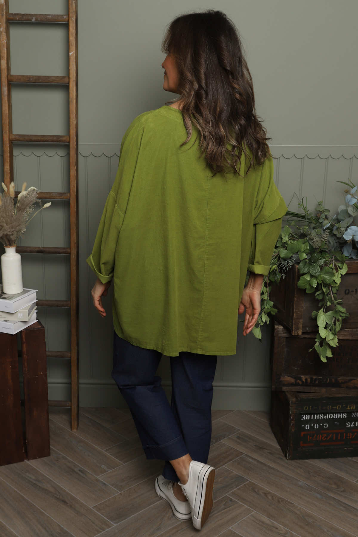 Daisy Needlecord Top Olive