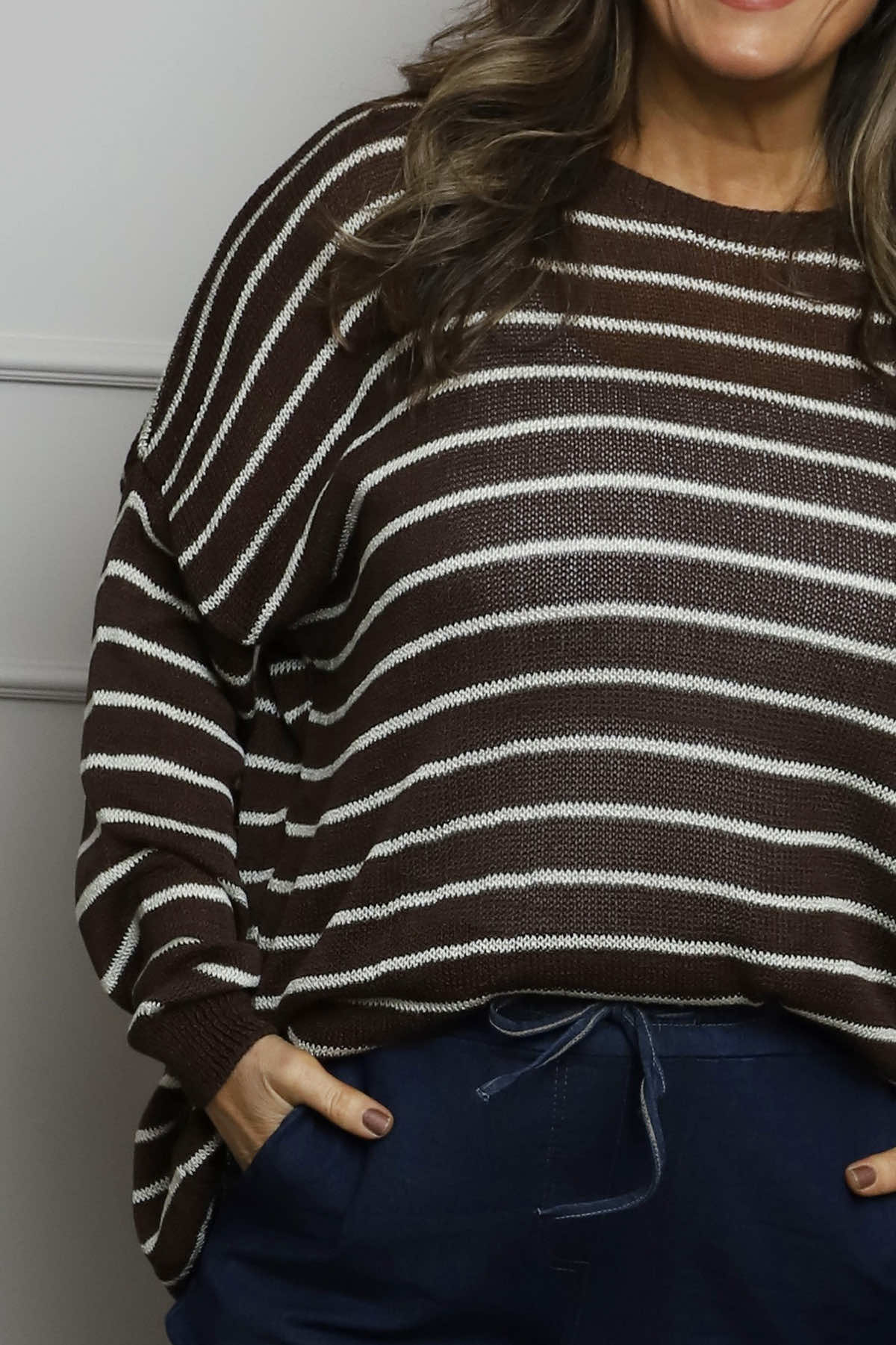 Bamburgh Stripe Knit Top Cocoa
