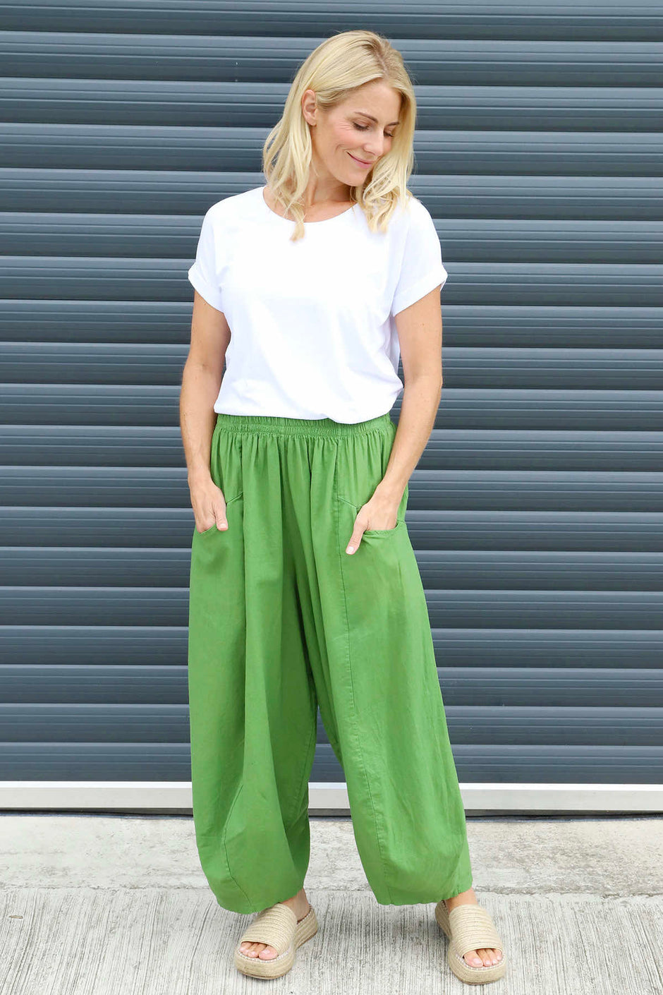 Evelyn Linen Trousers Green