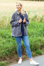 Verys Cord Zip Hooded Jacket Charcoal