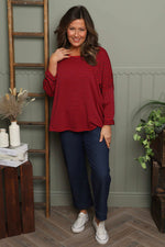 Frances Stripe Sweat Top Cherry Cherry - Frances Stripe Sweat Top Cherry