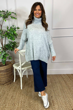 Rachel Polo Neck Knitted Jumper Grey