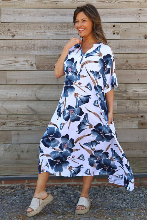 Hemsby Button Floral Dress White - Image 2