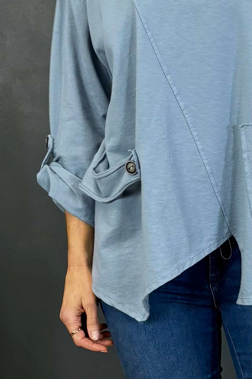 Sanda Cotton Top Blue Grey - Image 3