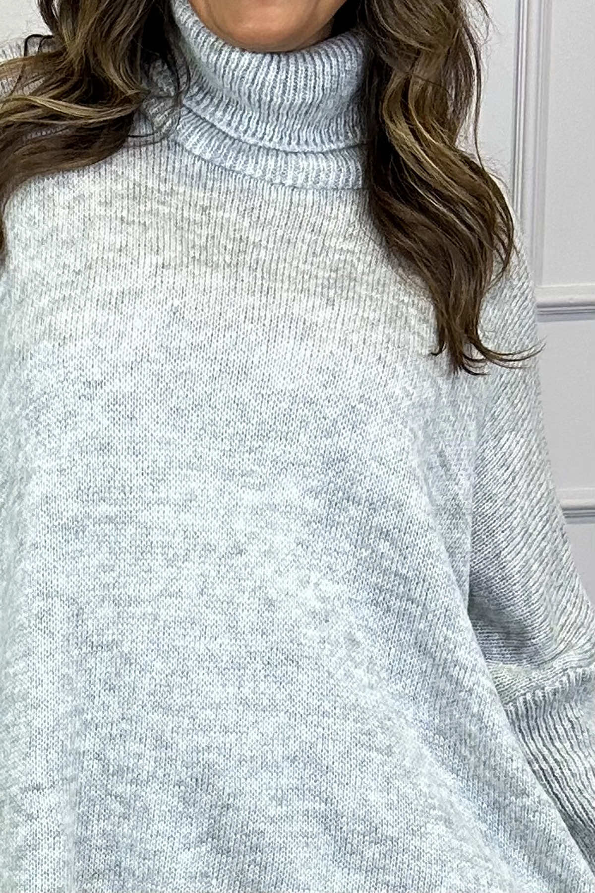 Rachel Polo Neck Knitted Jumper Grey