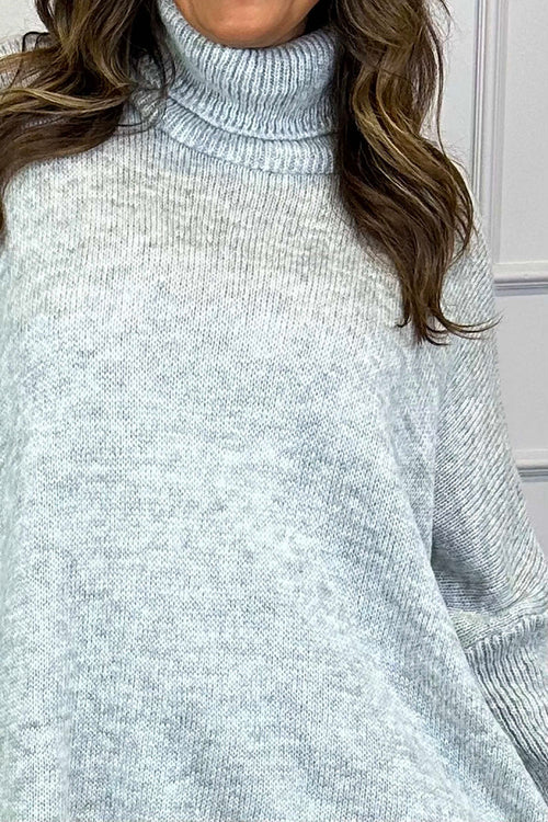 Rachel Polo Neck Knitted Jumper Grey - Image 3