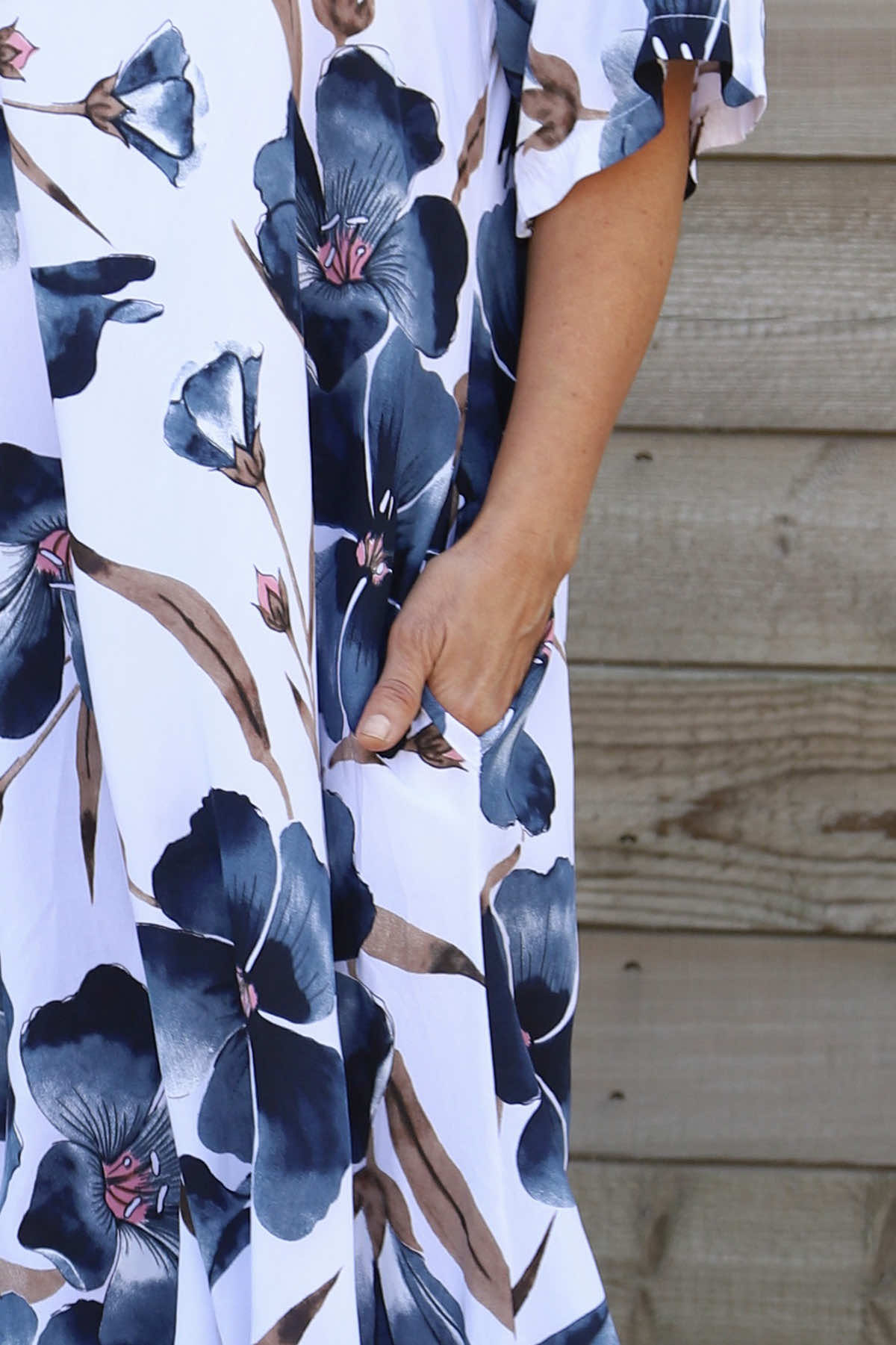 Hemsby Button Floral Dress White