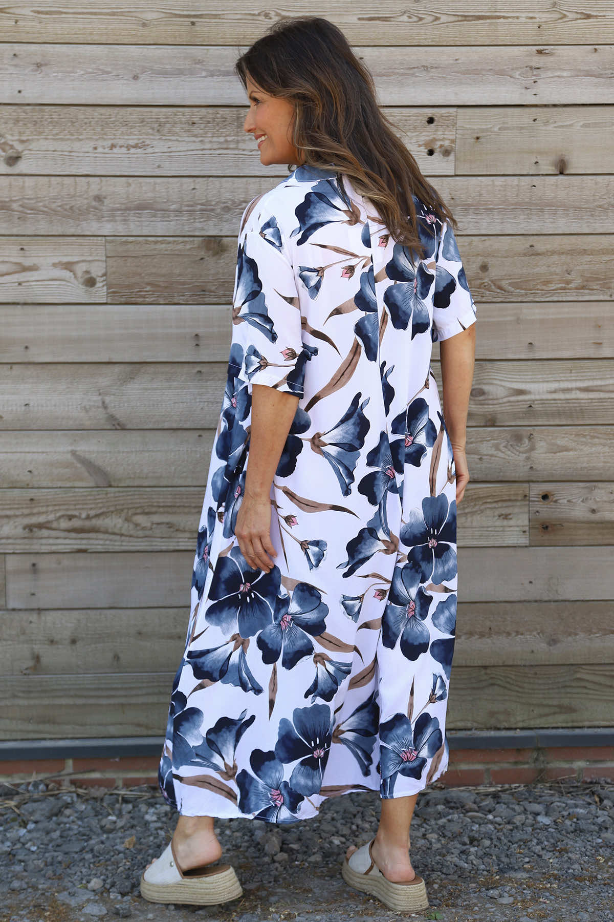 Hemsby Button Floral Dress White