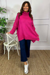 Rachel Polo Neck Knitted Jumper Fuchsia