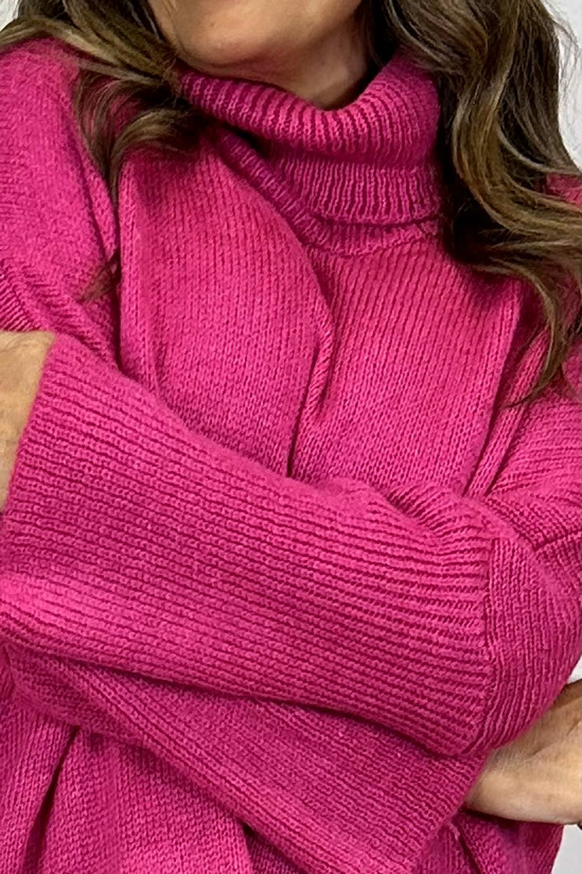 Rachel Polo Neck Knitted Jumper Fuchsia