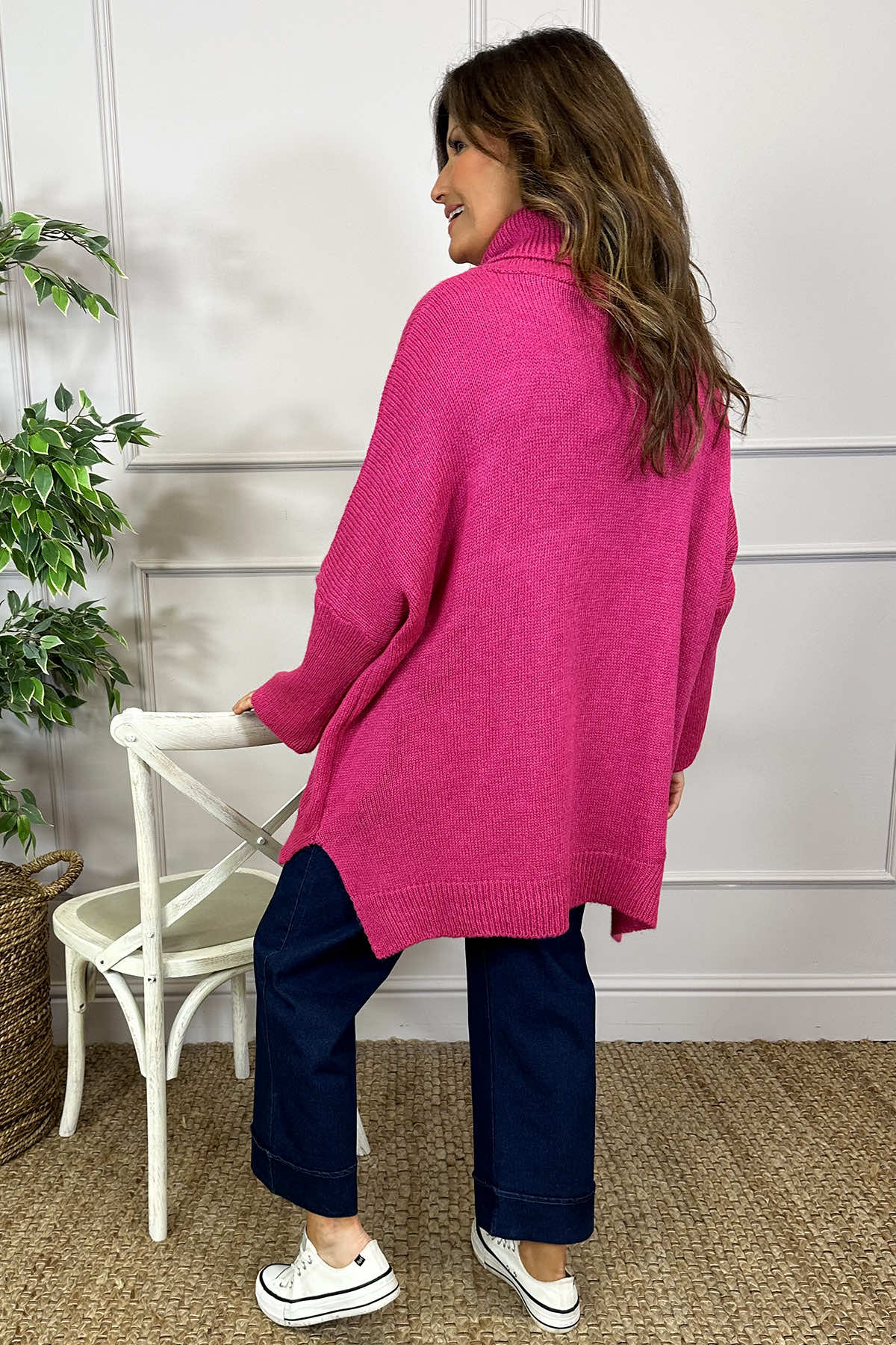 Rachel Polo Neck Knitted Jumper Fuchsia