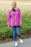 Verys Cord Zip Hooded Jacket Berry