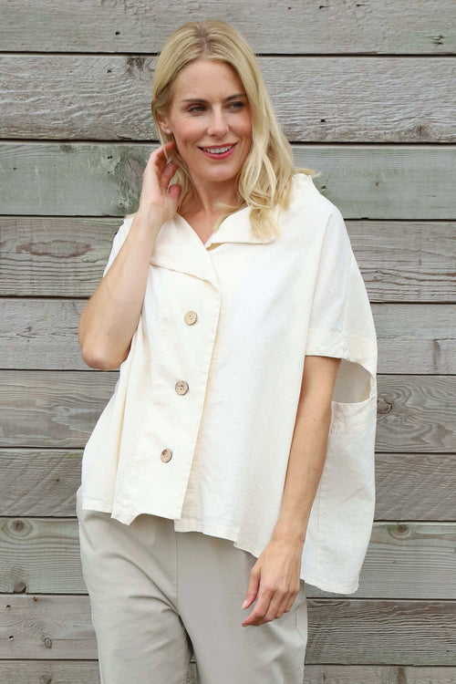 Sabella Linen Shirt Stone - Image 1