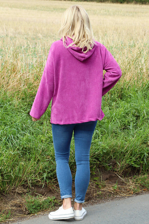 Verys Cord Zip Hooded Jacket Berry - Image 4