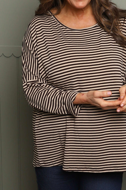 Frances Stripe Sweat Top Cocoa - Image 3