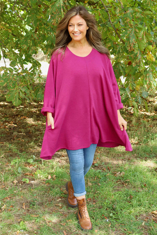 Beverley Oversize Knitted Top Berry - Image 2