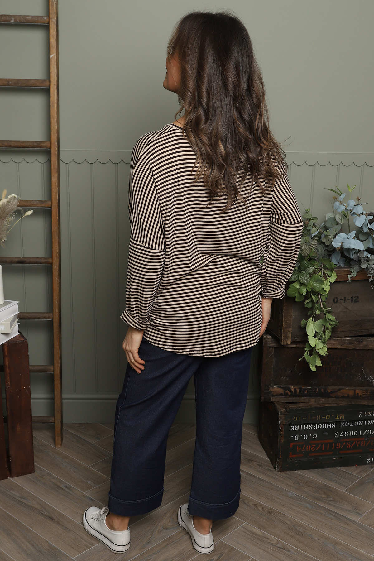 Frances Stripe Sweat Top Cocoa