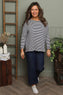 Frances Stripe Sweat Top Navy