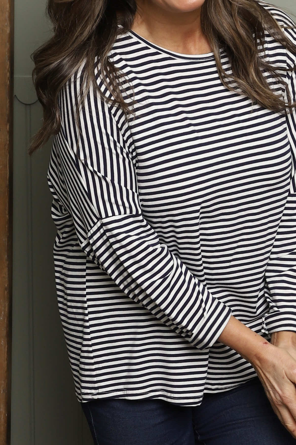 Frances Stripe Sweat Top Navy