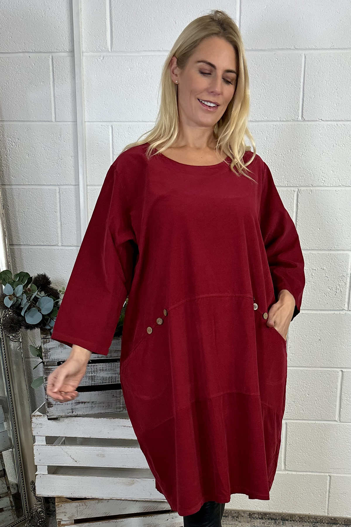 Junia Needlecord Tunic Wine